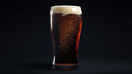 A realistic rendering of a beer pint with rising carbonation, designed for high-quality brewery advertisements.