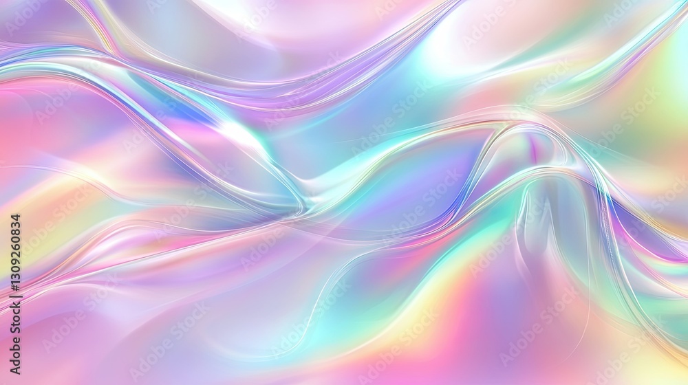 Poster a seamless abstract pastel background with a flowing rainbow texture and soft glowing light reflecti