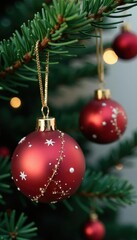 Decorative Christmas ornaments hanging on a tree branch, Branch Decor,, Christmas Ornaments