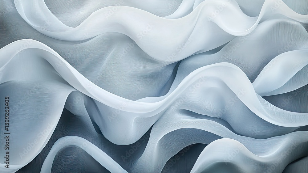 Poster a soft abstract white and gray satin wave texture with delicate folds creating a dreamy and elegant 