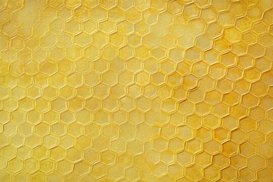 A close up view shows a honeycomb structure in yellow colors