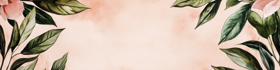 Watercolor Nature Frame with Lush Foliage. Elegant Greenery Backdrop for Invitations or Designs.