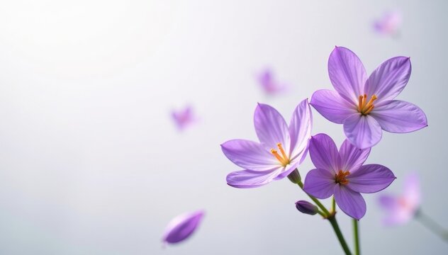Floating lavender flowers, ethereal beauty on pristine white backdrop , dreamy, gentle