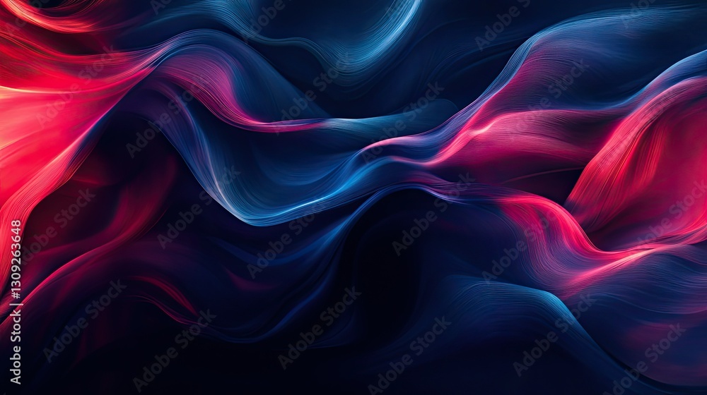 Poster a stunning digital art composition of dark blue and red flowing waves creating a sense of depth and 
