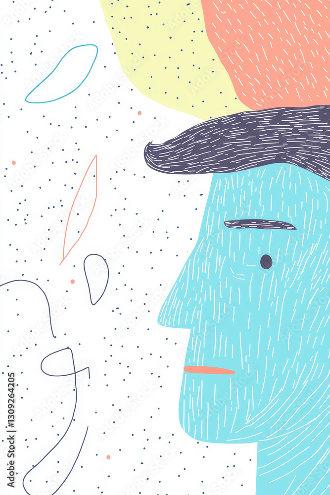 Poster exploring the inner world: an artistic representation of thought and emotion through vivid colors an