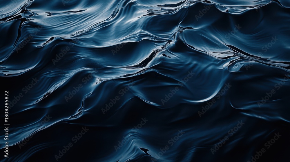 Poster elegant water ripples and concentric waves flowing smoothly on a mysterious deep blue surface, futur