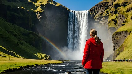 woman in the waterfall