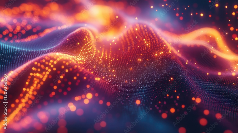 Poster a visually stunning abstract design of interconnected glowing nodes, creating a dynamic and modern t