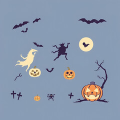 vector set of halloween stencils
