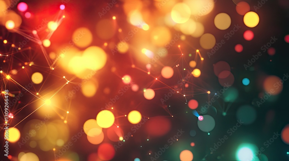 Poster an abstract visualization of technology connections with bright nodes and soft bokeh background effe