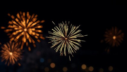 Fototapeta premium Several brightly lit fireworks are exploding against the dark night sky