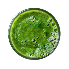 Fresh green smoothie filled with spinach and healthy ingredients in a clear glass, showcasing vibrant color and texture for a nutritious drink option