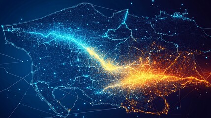 Network Data Flow Map Digital energy contrasting regions