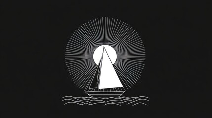 Abstract sailboat at night