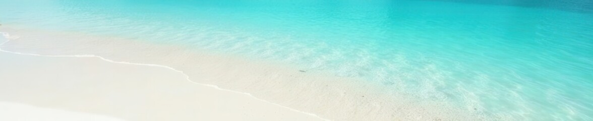 Obraz premium Shallow clear aqua water, soft white sand, sunlit scene , turquoise, tropical beach background