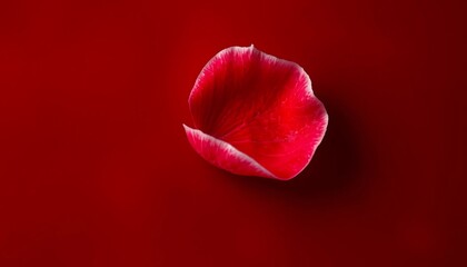 A Single Red Rose Petal Isolated Against A Red Background