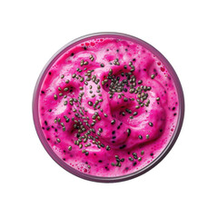 Bright and creamy dragon fruit smoothie topped with chia seeds, perfect for a refreshing treat or healthy snack anytime of day