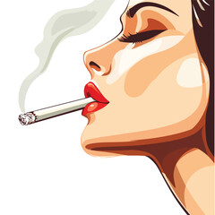 Woman Smoking Cigarette with Visible Smoke - Professional Stock Photo