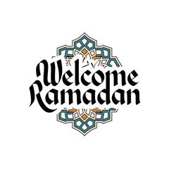 Naklejka premium word Welcome Ramadan banner