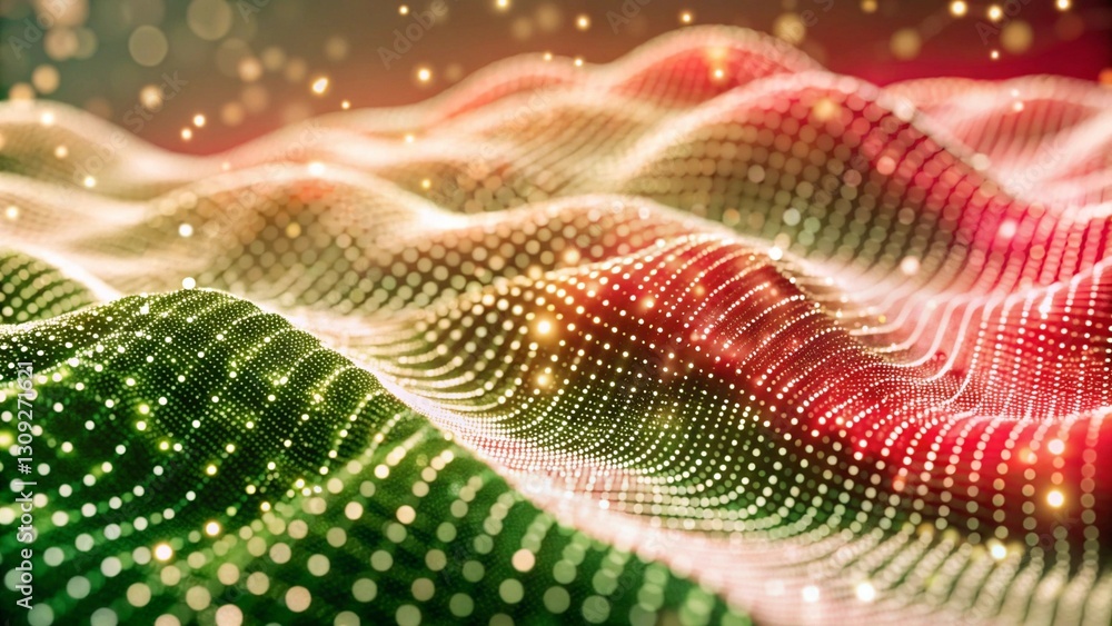 Poster abstract digital wave of particles. futuristic point wave technology background