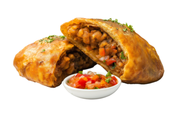 Puerto Rican alcapurrias stuffed fritters with sofrito isolated on transparent white background