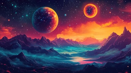 Alien Planet Landscape: A Vibrant Celestial Vista
