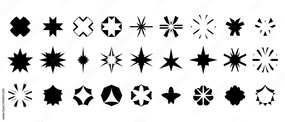 Canvas Prints abstract geometric shapes collection - black vector symbols - starburst and decorative elements - bl