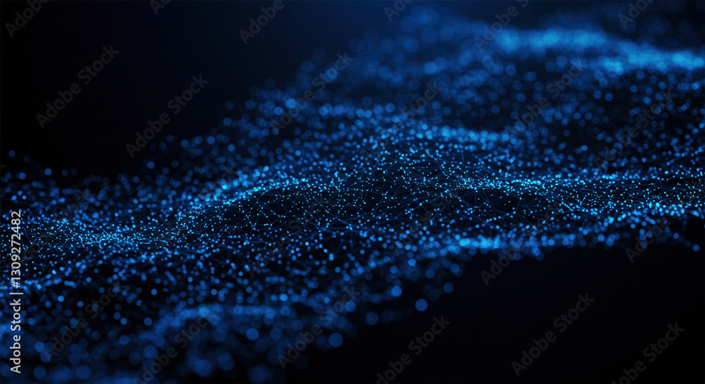 Poster artificial intelligence. blue neural connection lines