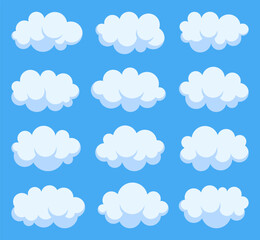 Cartoon clouds isolated on blue sky background