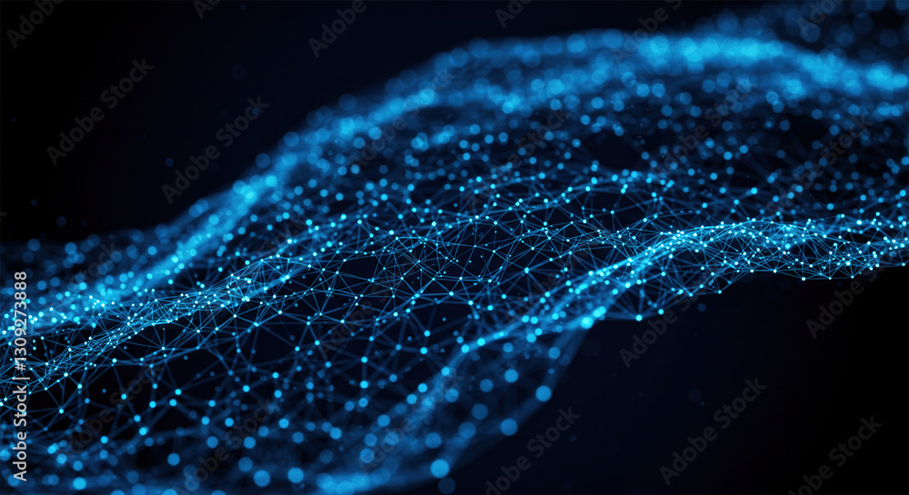 Poster artificial intelligence. blue neural connection lines