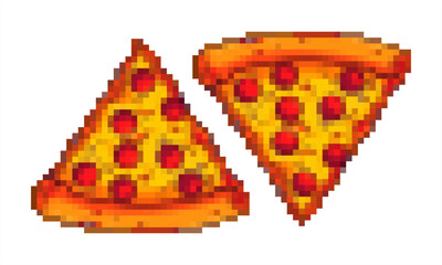 Pixel art of Pizza isolated on white background. Pizza icon, Pizza resto logo.