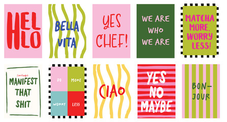 Abstract Vibrant poster with bold typography and fun sayings, perfect for wall art, postcards, home decor. Ready to print art dopamine prints for T-shirt graphic, ad banners, social media. 