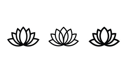 Lotus Flower Vector Icons. Yoga, Spa, Meditation, and Wellness Symbols.