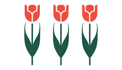Tulip Flower Vector.  Minimalist Floral Design, Spring Bloom, and Botanical Art.