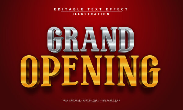 editable text effect with a bold 'Grand Opening' theme. Elegant, eye-catching, and easy to customize for banners, posters, and more.