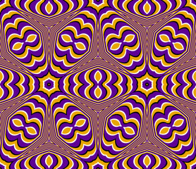 Hypnotic seamless pattern with curved lines creating an optical illusion of motion. Inspired by op art and geometric abstraction. Ideal for textiles, wallpapers, and digital backgrounds.