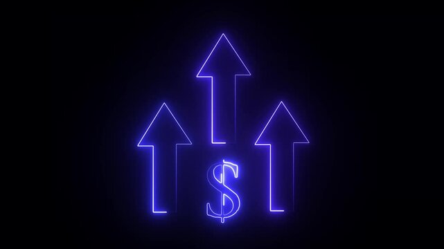 Dolar rate championship.Seamless loop. Dolar and euro random rivalry circuit with graph arrows on black background