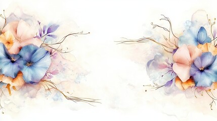 Mesmerizing abstract texture with flowing layers of vibrant watercolor paint in a captivating floral design  This contemporary and digital evokes a sense of elegance romance