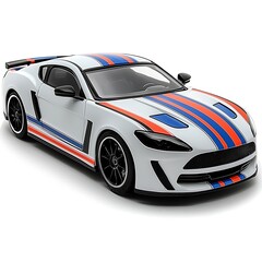 Striped Car, Studio Shot, White Background