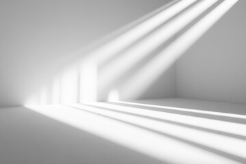 The Bright Light Streams Through Window into a White Room