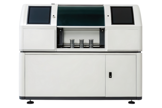 Modern Laboratory Equipment with Dual Screens isolated with transparent background