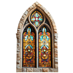 A stained glass window with a clear background