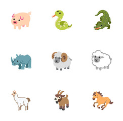 set of animals isolated on white background 