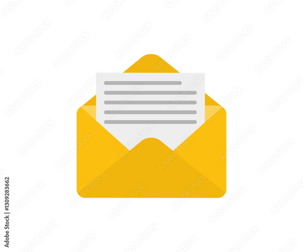 Poster open envelope mail icon. message or email envelope icon letter message document vector design and il