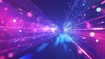 Fototapeta premium vibrant digital transformation abstract background with dynamic pink and blue light streaks and glowing particles, creating futuristic and energetic atmosphere