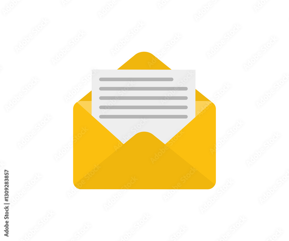 Poster open envelope mail icon. message or email envelope icon letter message document illustration on tran