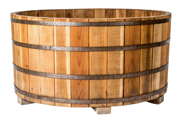 Large wooden tub isolated with transparent background