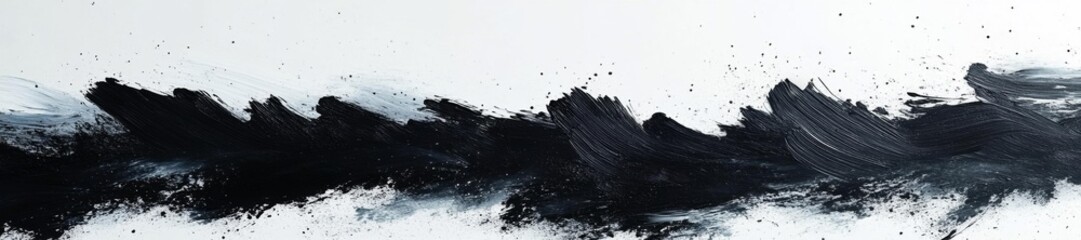 Abstract Black Brushstroke Across White Background for Artistic Expression. Generative AI