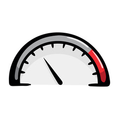 Speedometer, car dashboard. Simple vector color illustration on the automotive theme. Sticker, print, icon for advertising car services, goods, hobbies