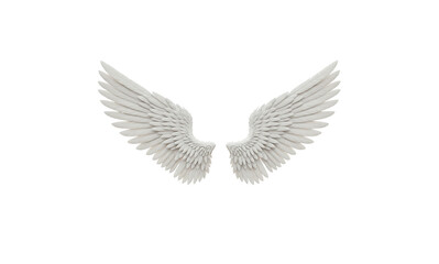 Obraz premium Elegant angel wings with intricate feather details isolated on transparent background